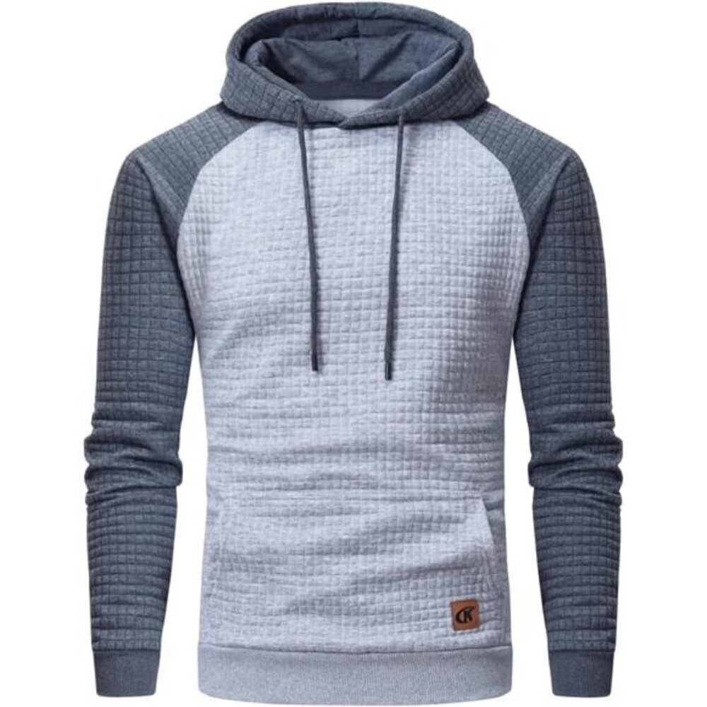 Plaid Pullover Hoodie Men's Long Sleeve Drawstring Hipster